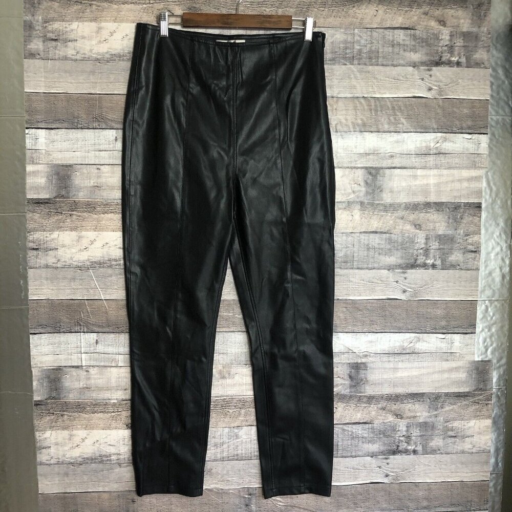 Free People We The Free Faux Leather Black Side Zip Pants Size 31
